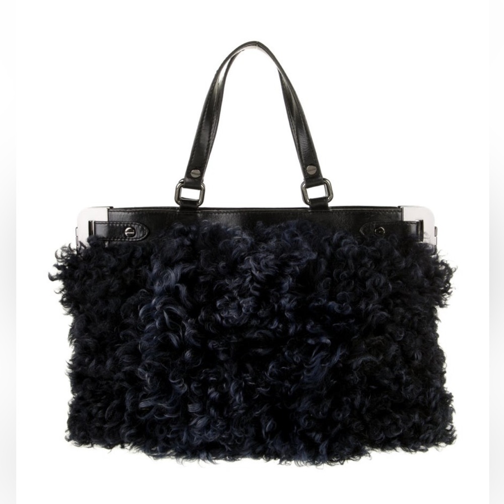 Milly Leather Trimmed Lambswool Tote - Picture 2 of 6